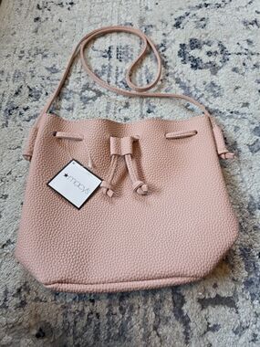 NWT Macy's Women's Pebbled Drawstring Crossbody Bag Blush Pink